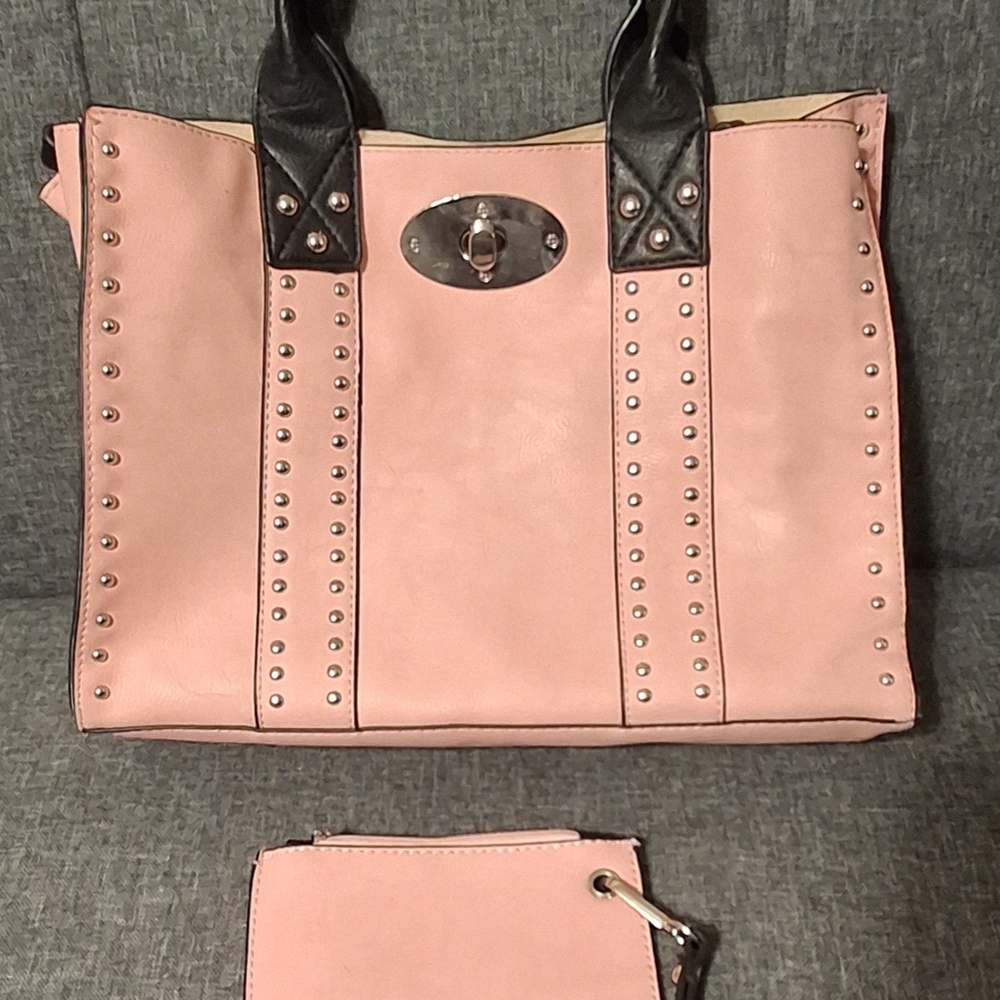 Blush Tote with Black Details